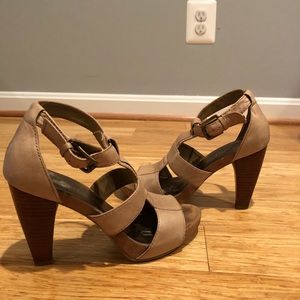 Nine West Leather T-Strap Ankle Heels